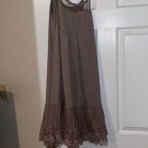Cute brown lace bottom slip dress